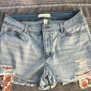 Cato Light Blue Distressed Jean Shorts